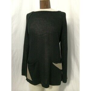 Veritas Collection Women's Sweater Black Knit With Back Buttons SIze 10/12